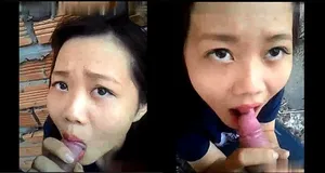 Em ghệ mút cặc ở vườn sau nhà